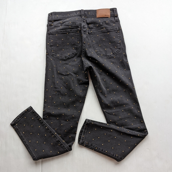 MADEWELL Black Gold Dots 10" High Rise Skinny Jeans Size 25 - Picture 4 of 11